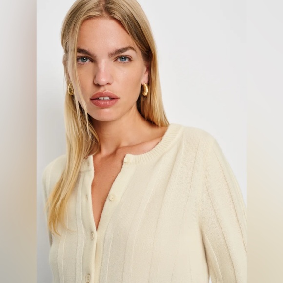 NWT Reformation Hannah Crew Cardigan in Lemon Icing - Picture 6 of 11